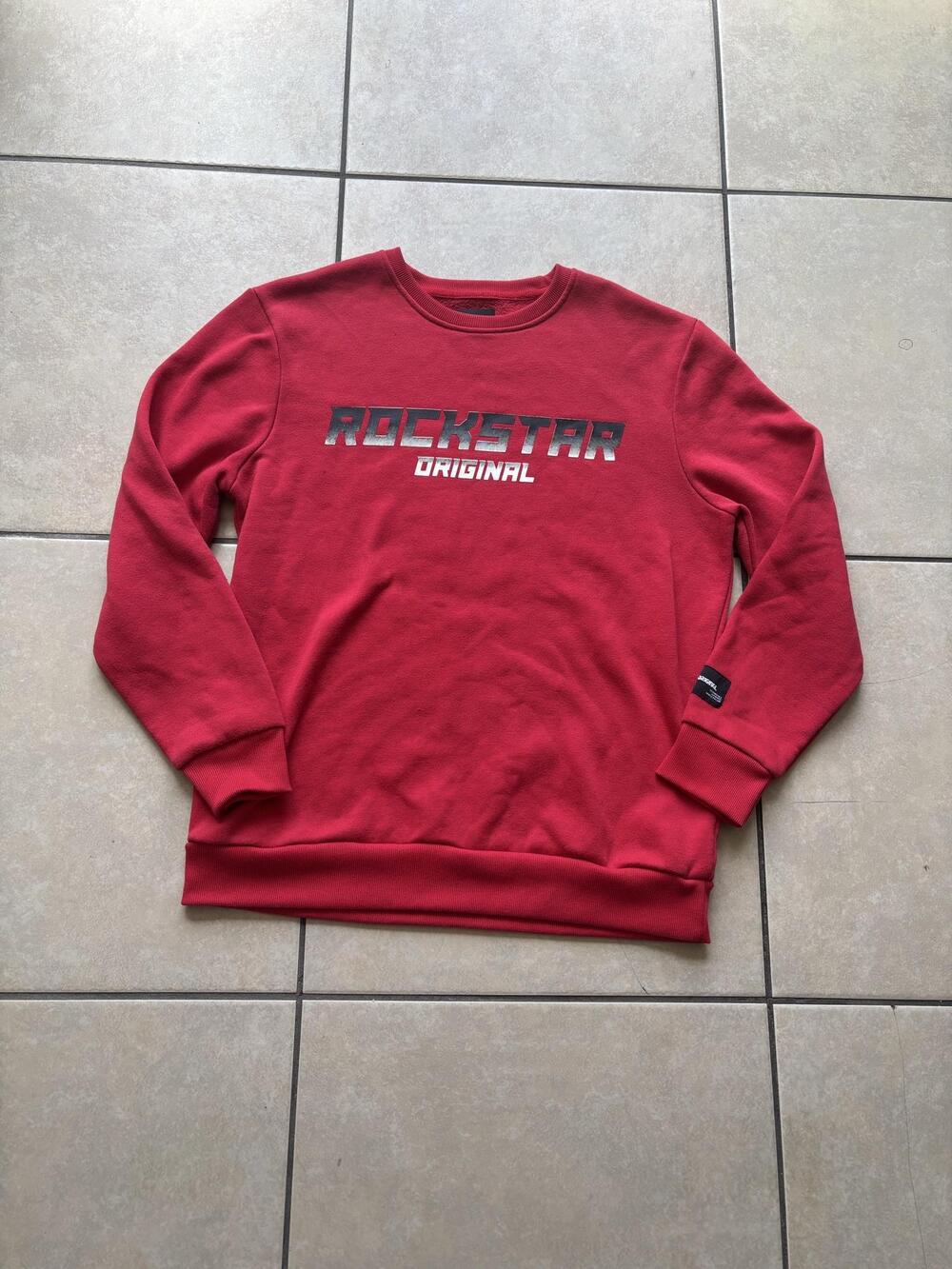 Rockstar Original Sweatshirt Mens Large Red Crewneck Fleece Graphic Pullover